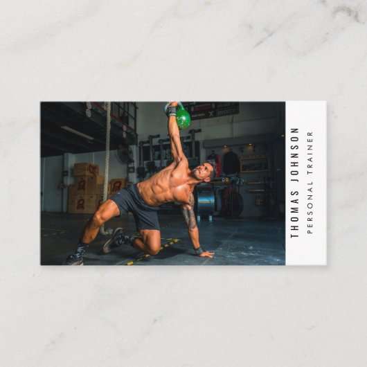 トレンディーパーソナルトレーナーフィットネス写真QRコード 名刺 (正面)