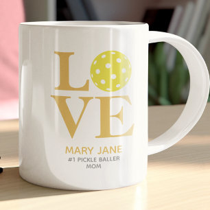 トレンディーパーソナルLOVEマスタードイエローピックボール コーヒーマグカップ