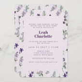 トレンディーパープルウォーター色フローラバルミツワー 招待状 (正面/裏面)