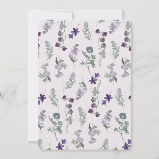 トレンディーパープルウォーター色フローラバルミツワー 招待状 (裏面)