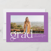 トレンディーパープルクラス2025年モダン卒業 案内状 (正面)