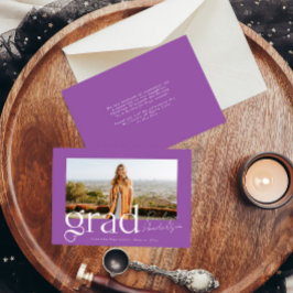 トレンディーパープルクラス2025年モダン卒業 案内状