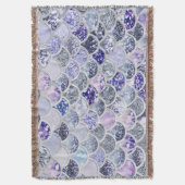 トレンディーパープルグラデーショングリッターマーメイドフィッシュはかりで測 スローブランケット (正面縦)