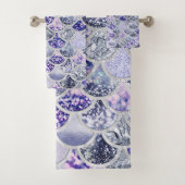 トレンディーパープルグラデーショングリッターマーメイドフィッシュはかりで測 バスタオルセット (インサイチュ)