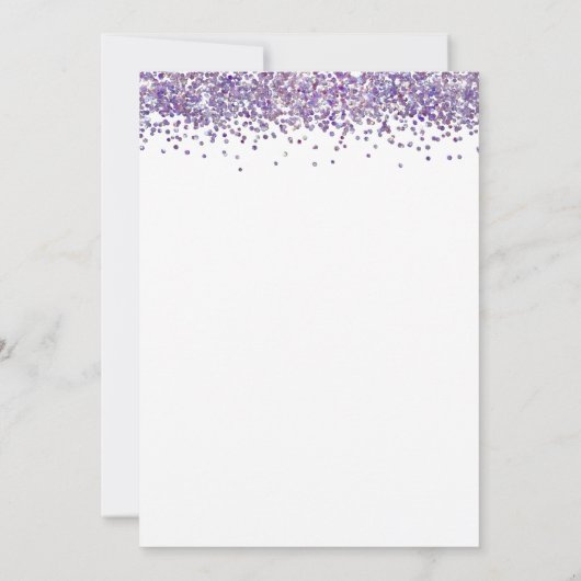 トレンディーパープルグリッタースウィート16バースデーパーティー 招待状 (裏面)