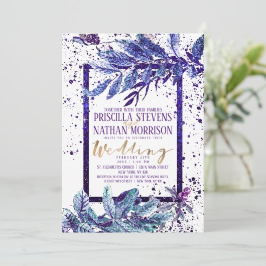 トレンディーパープルグリッターブリージュ（ばちゃばちゃ）跳ねる結婚ズ 招待状 (スタンド正面)