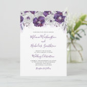 トレンディーパープルシルバーウォーターフローラ結婚ズ 招待状 (スタンド正面)