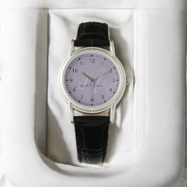 トレンディーパープルスタイリッシュモノグラムイニシャルと名前 腕時計