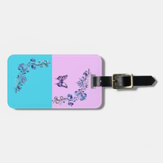 トレンディーパープルバタフライオンパステルズラゲッジタグ ラゲッジタグ (正面横)