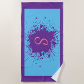 トレンディーパープルピンクスプラッシュデザイン モノグラムの ビーチタオル (正面)