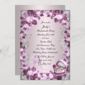 トレンディーパープルフローラシックバチェロレッテ 招待状 (正面/裏面)