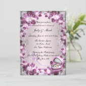 トレンディーパープルフローラシックリハーサルディナー招待状 招待状 (スタンド正面)