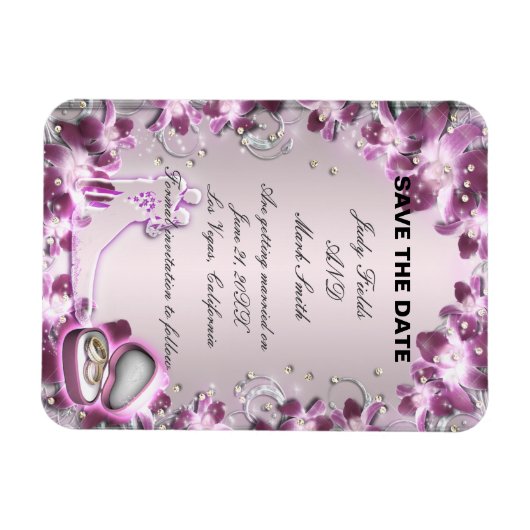 トレンディーパープルフローラシック保存デイトマグネット マグネット (横)