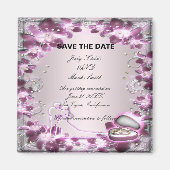 トレンディーパープルフローラシック保存デイトマグネット マグネット (正面)