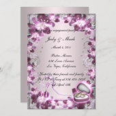 トレンディーパープルフローラシック婚約パーティ招待状 招待状 (正面/裏面)