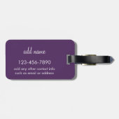 トレンディーパープルフローラルパターカスタムンとモノグラム ラゲッジタグ (裏面横)