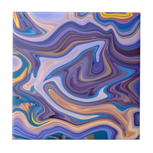 トレンディーパープルブルーマーブルストーン – 抽象芸術テクスチャ タイル (正面)