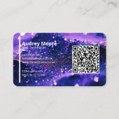 トレンディーパープルプロフェッショナルカードQRコード爪、 ネイル技術 名刺 (正面)