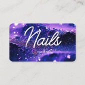 トレンディーパープルプロフェッショナルカードQRコード爪、 ネイル技術 名刺 (裏面)