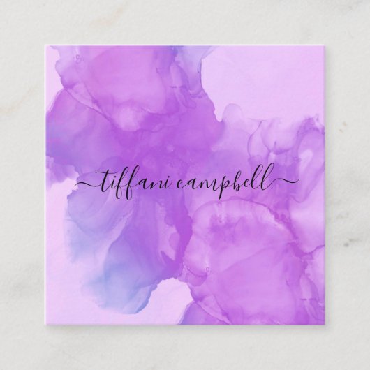トレンディーパープルメイクアップアーティスト スクエア名刺 (正面)