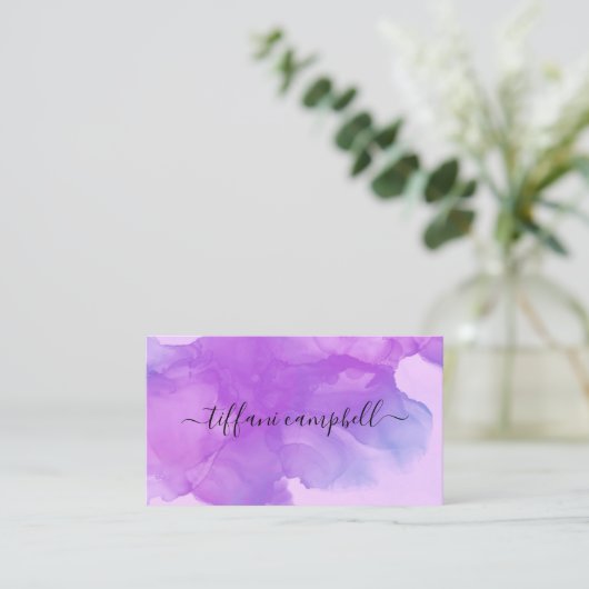 トレンディーパープルメイクアップアーティスト 名刺 (スタンド正面)