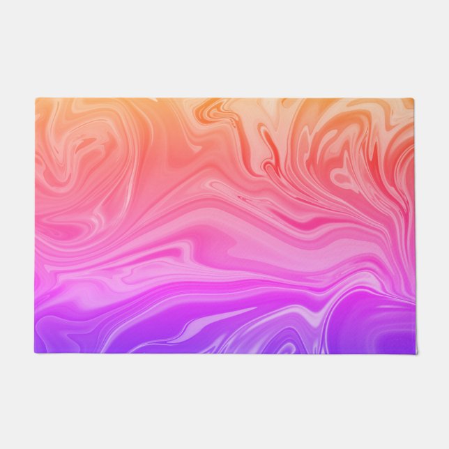 トレンディーパープルレッドイエロー抽象芸術  ドアマット (正面)