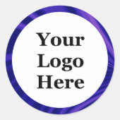 トレンディーパープル縁ど抽象芸術ここにロゴ ラウンドシール (正面)