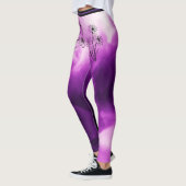 トレンディーパープル薄紫フローラデイジーTie-Dye Women レギンス (左)