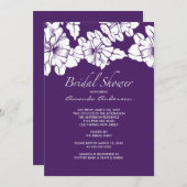 トレンディーパープル&ホワイトフローラブライダルシャワー招待状 招待状 (正面/裏面)