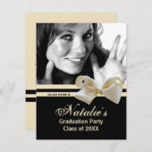 トレンディーパールボウ卒業パーティフォト招待状 招待状 (正面/裏面)