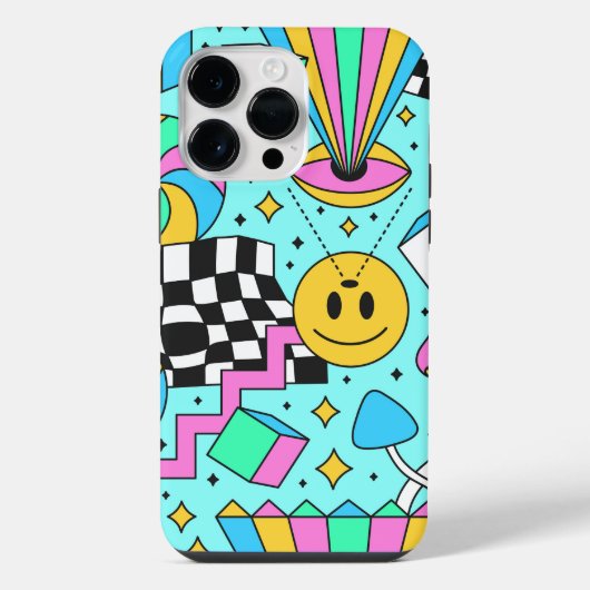 トレンディーヒッピーの抽象画 iPhoneケース (裏面)