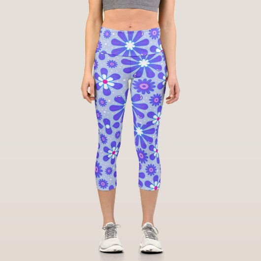 トレンディーヒッピー花テーマカプリレギンス カプリレギンス (正面)