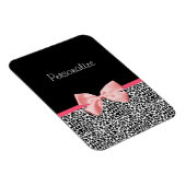 トレンディーヒョウ柄と名前の付いたピンクリボン マグネット (右側)