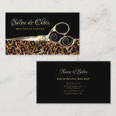 トレンディーヒョウ毛エレガント金ゴールドはさみサロン 名刺 (正面/裏面)