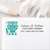 トレンディービクトリアンアクアブルーレースダマスク ラベル (インサイチュ)