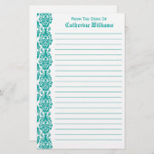 トレンディービクトリアンブルーレースダマスサイド縁ど 便箋 (正面/裏面)