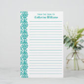 トレンディービクトリアンブルーレースダマスサイド縁ど 便箋 (スタンド正面)