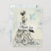 トレンディービクトリアンレディヴィンテージありがとう ポストカード (正面/裏面)