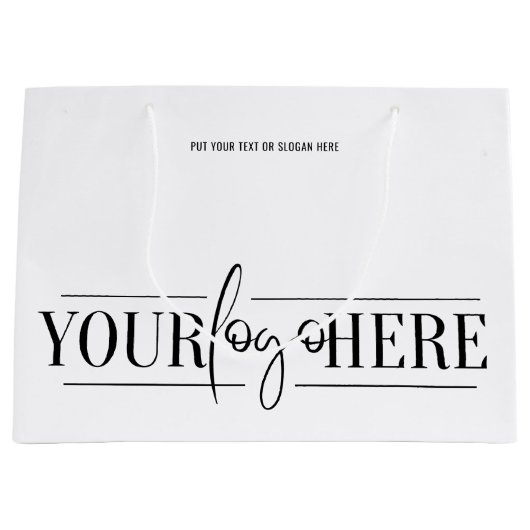 トレンディービジネスカスタムプロモーションのロゴのミニマリスト ラージペーパーバッグ (正面)