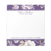 トレンディービジネスパーソナライズされたパープルフローラトイル ノートパッド (正面)