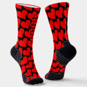 トレンディービッグ赤いハートロマンチックバレンタイン ソックス (傾斜あり)