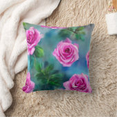 トレンディービューティフルウォーターカラーピンクローズコレクション クッション (ブランケット)
