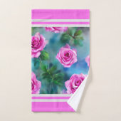 トレンディービューティフルウォーターカラーピンクローズコレクション バスタオルセット (ハンドタオル)