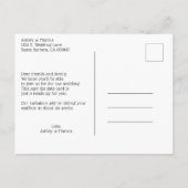 トレンディービーチの署名結婚式の日付を保存 案内ポストカード (裏面)