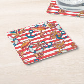 トレンディービーチパターン スクエアペーパーコースター (アングル)