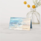 トレンディービーチ水カラー海クリスチャン結婚ズ プレイスカード (正面)