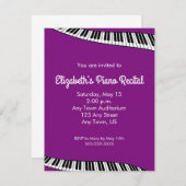 トレンディーピアノ鍵盤、ピアノ暗唱招待状 招待状 (正面/裏面)