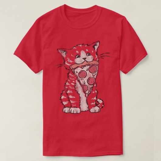 トレンディーピザ子猫動物性食品ユーモア Tシャツ (デザイン正面)