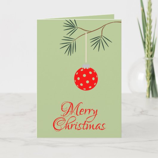 トレンディーピックボールオーナメントグリーンクリスマスフォト シーズンカード (正面)