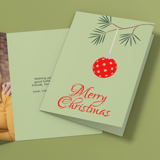 トレンディーピックボールオーナメントグリーンクリスマスフォト シーズンカード